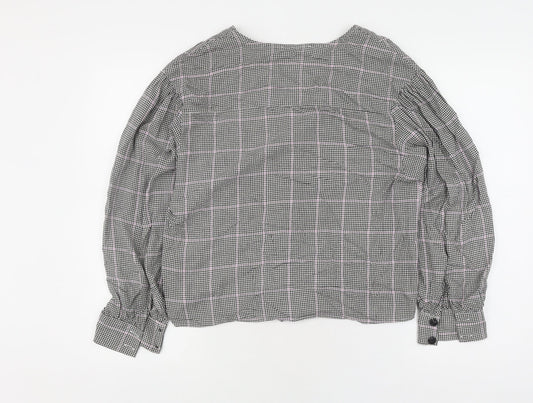 Bershka Women's Multicoloured Check Button-Up Shirt M