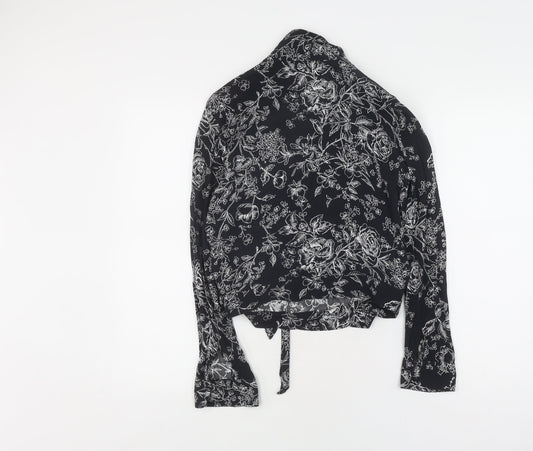 Abercrombie & Fitch Women's Small Black Floral Wrap Blouse