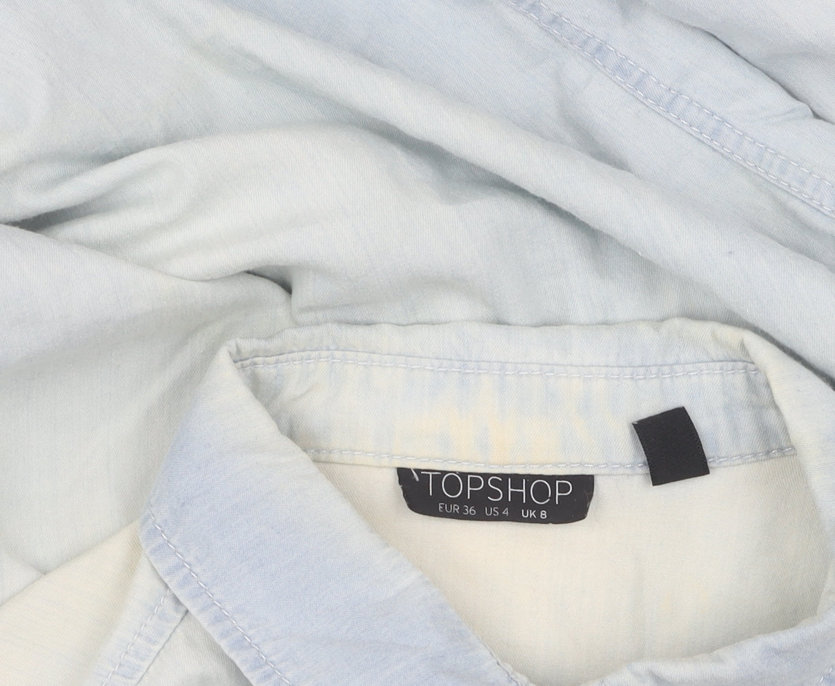 Womens UK Size 8 Topshop Blue Basic Button-Up