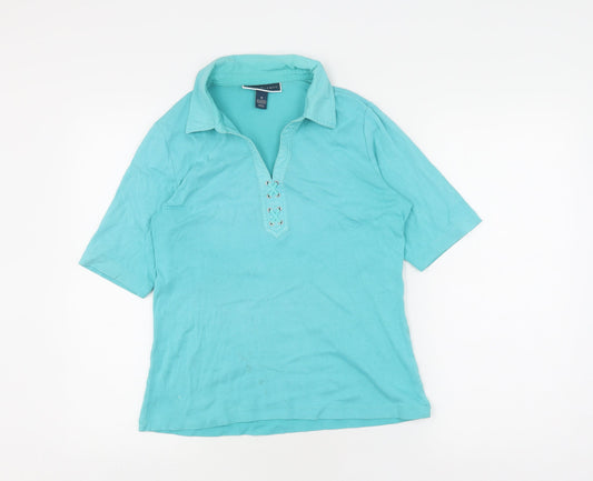 Womens UK Size M Karen Scott Blue Polo