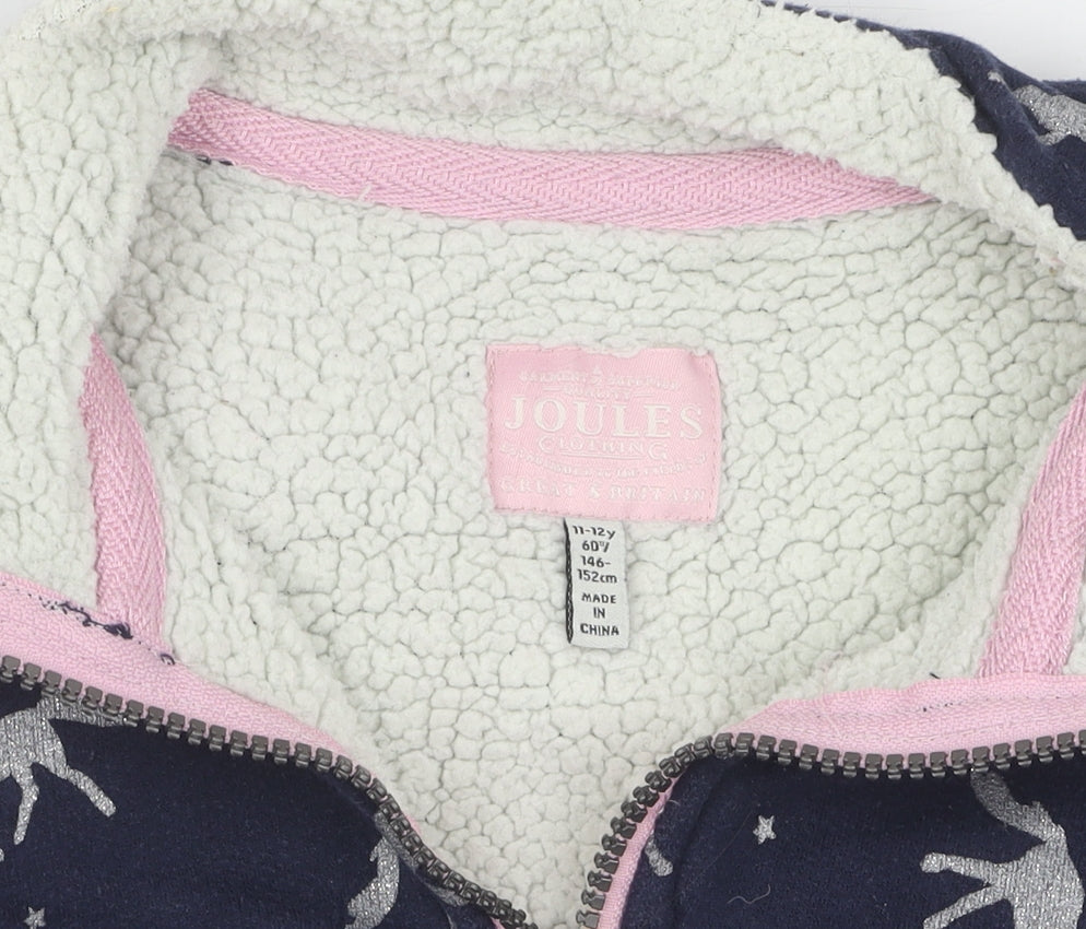 Joules Girls Blue Animal Print Fleece Sweatshirt 11-12 Years