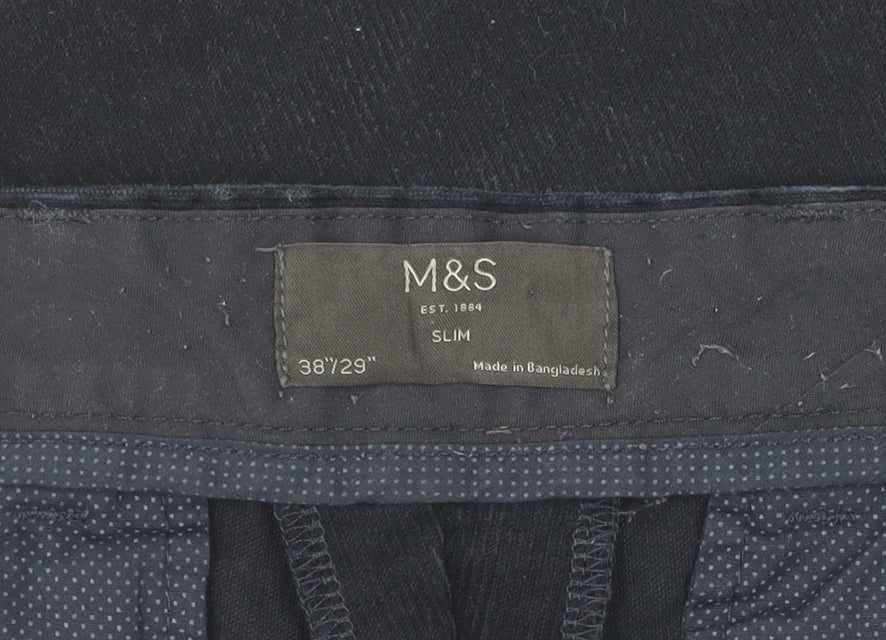 Marks and Spencer Men's Blue Slim Trousers 38