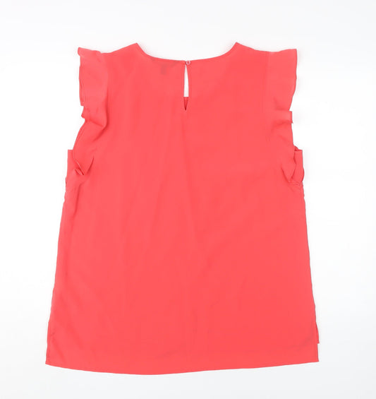 Banana Republic Women's Pink Blouse - L, Flutter Sleeve, Casual