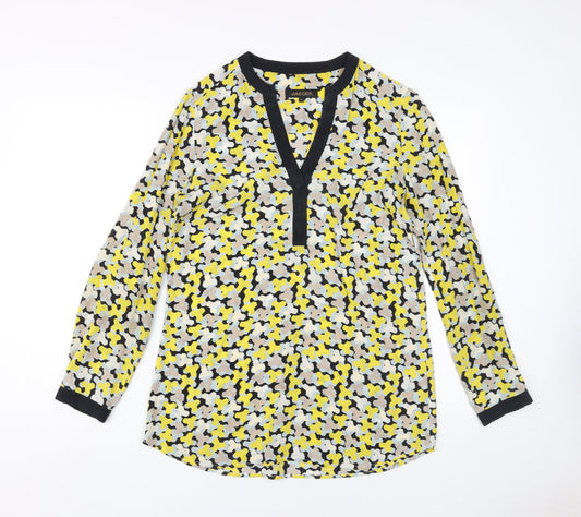 Additional front view of Jaeger Women's Multicoloured Geometric Silk Blouse