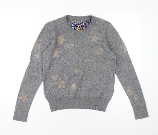 Womens UK Size 12 Superdry Grey Pullover Jumper