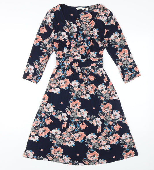 FatFace Women's Floral Wrap Dress, Multicoloured, Size 10