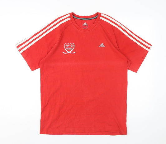 Additional front view of Adidas Men's Red Crew Neck T-Shirt S