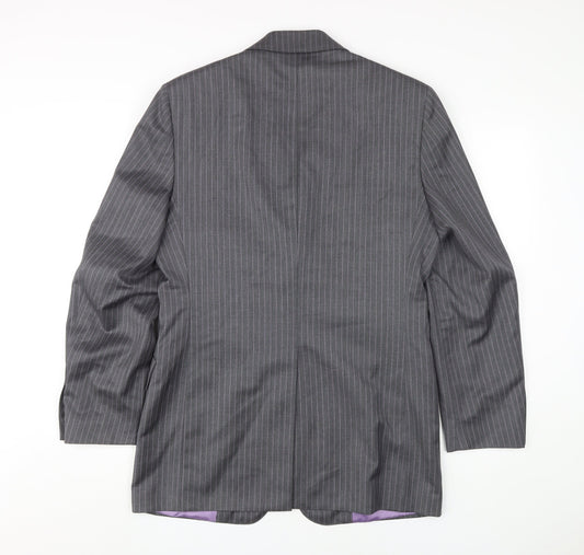 Aquascutum Men's Grey Striped Wool Blazer 38R