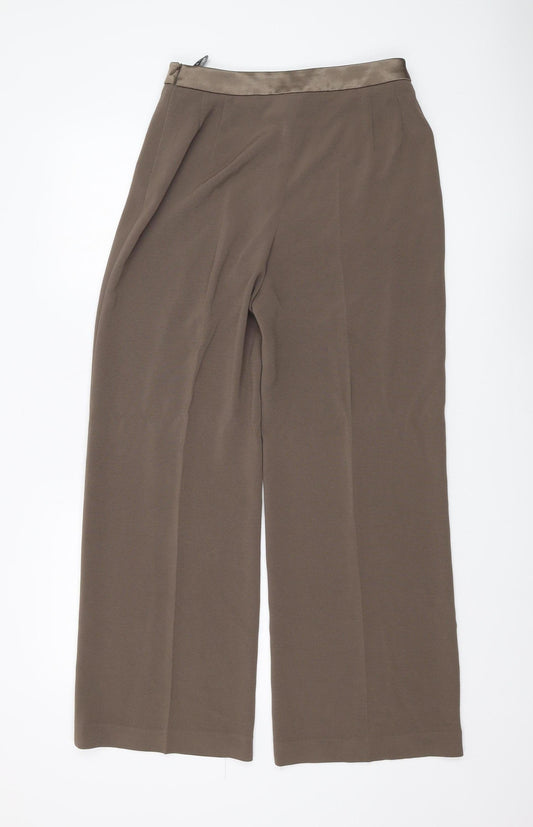 Womens UK Size 10 Alex & Co. Regular Fit Wide-Leg Brown Trousers