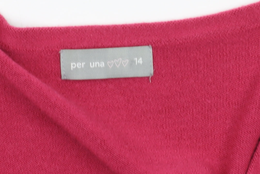 Womens UK Size 14 Per Una Pink Henley Jumper