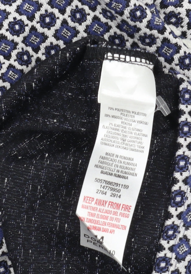 Dorothy Perkins Women's Blue Geometric Pencil Skirt Size 14