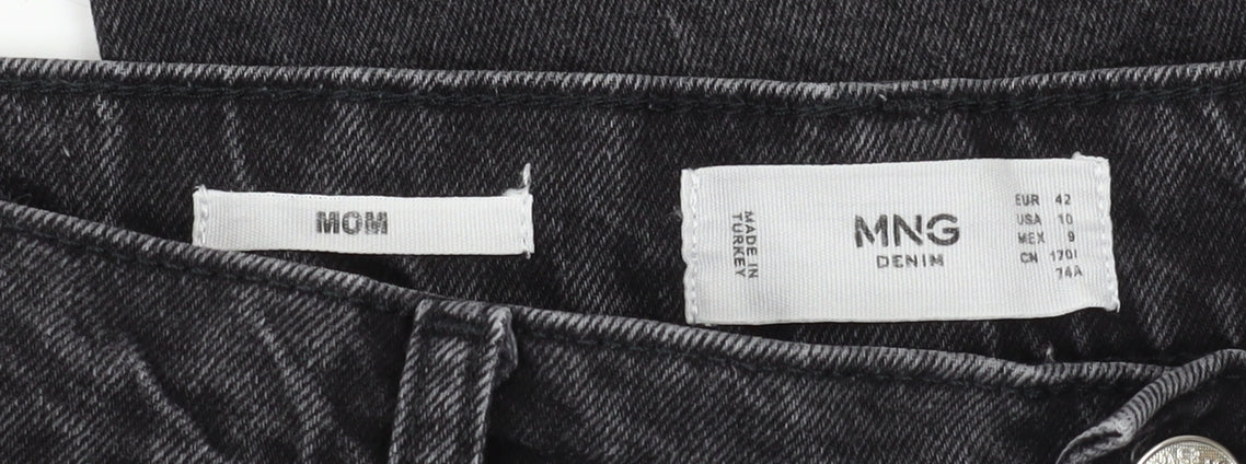 Womens UK Size 14 MNG Regular Fit Mom Black Jeans