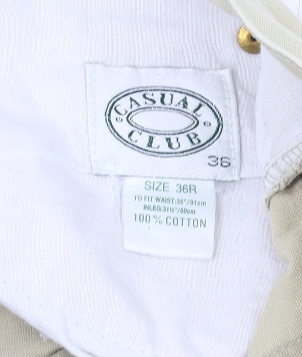 Mens UK Size 36 Casual Club Regular Fit Straight Beige Jeans