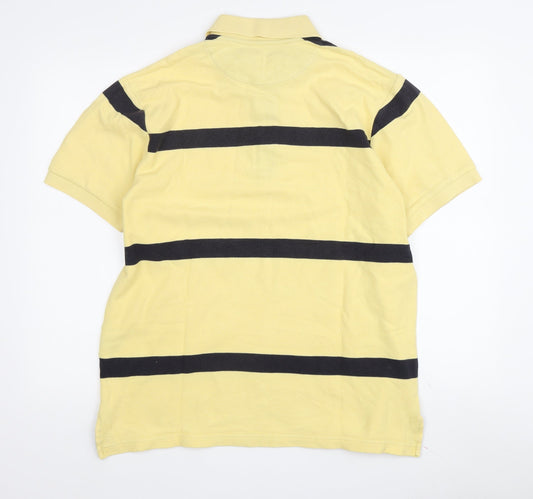 Tyrwhitt Men Yellow Striped Polo Shirt M Casual