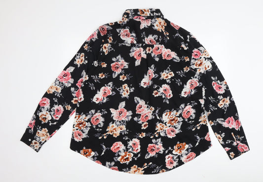 Boohoo Women's Black Floral Blouse in Size 6