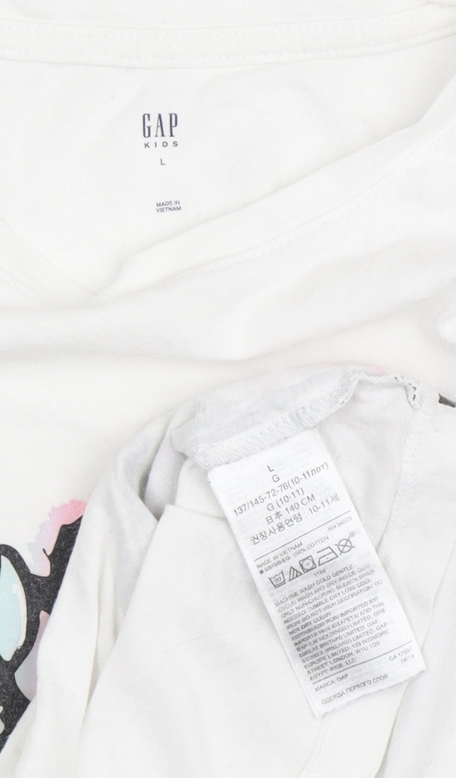 GAP Girls Unicorn T-Shirt, White Multicoloured, Size L