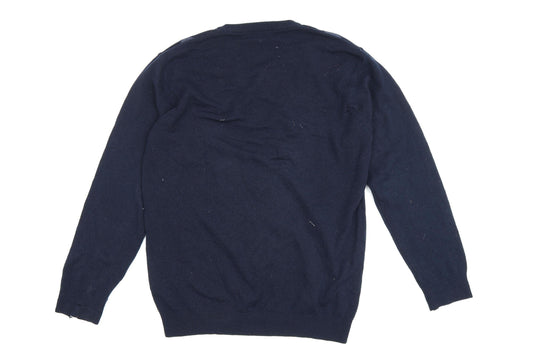 Marks and Spencer Men's S Blue Argyle Wool Pullover