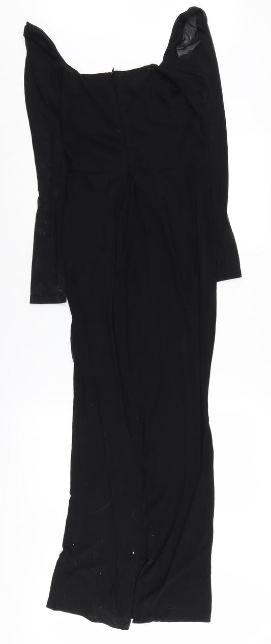 PrettyLittleThing Women's Black Bodycon Long Dress, Size 10
