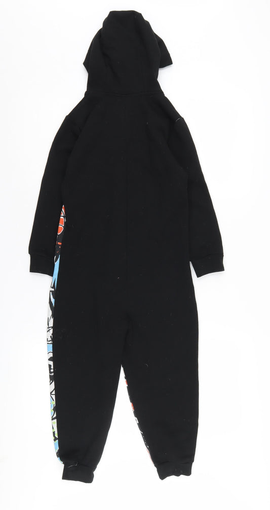 Marvel Boys Black Multicolour 6-7 Years One Piece Hooded Sleepsuit