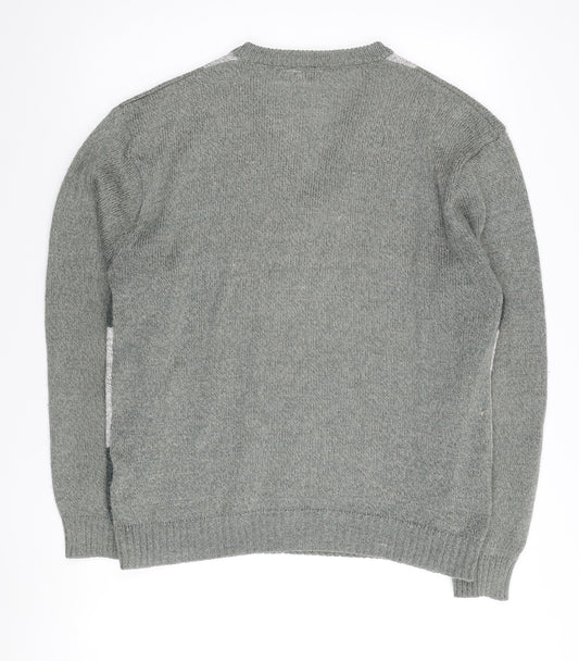 Tootal Men's Grey Check V-Neck Pullover Jumper - L