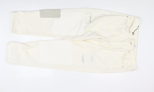 Womens UK Size UK 6 River Island Regular Fit Straight Ivory Jeans