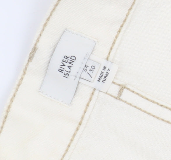 River Island Women's Ivory Straight Jeans UK 6