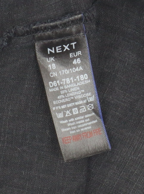 Next Women's Black Dress Size 18 in Linen Blend