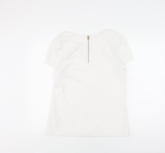 Banana Republic Women’s White XS T-Shirt, Stretch, Zip Accent