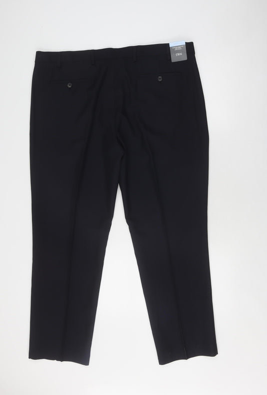 Marks and Spencer Men's Black Regular Fit Dress Trousers 40 Short