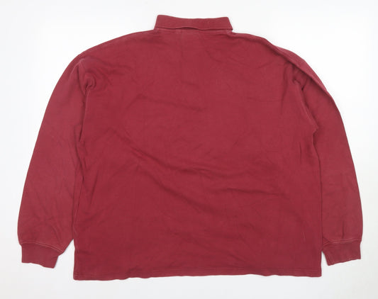 Casual Club Men's Red Cotton Long Sleeve Polo L