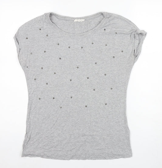 Womens UK Size 12 Debenhams Grey Basic T-Shirt