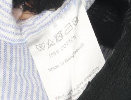 West End Blue Striped Long Sleeve Polo for Men, Size 16