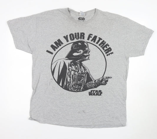 Star Wars Darth Vader Men's XL Grey Graphic T-Shirt