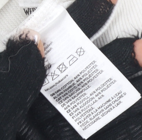 H&M Girls White Wednesday Sweatshirt 14 Years Regular Fit