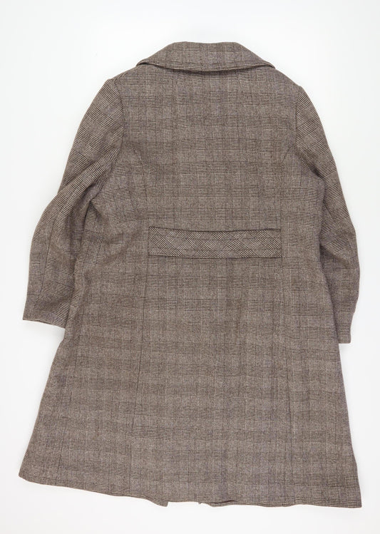 Evans Women's Brown Check Pea Coat, Long Sleeve, Plus Size