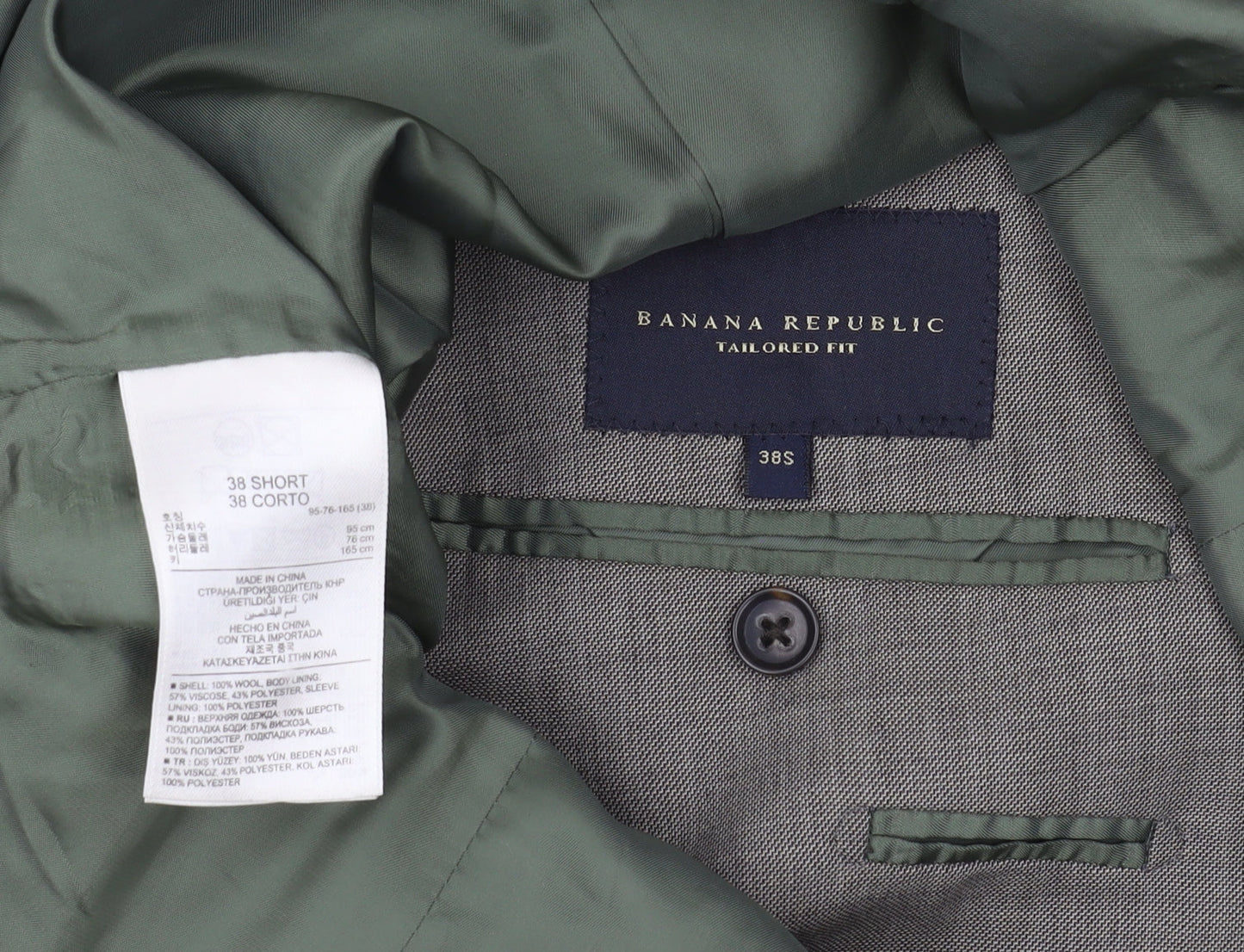 Mens UK Size 38 Banana Republic Regular Grey Suit Jacket