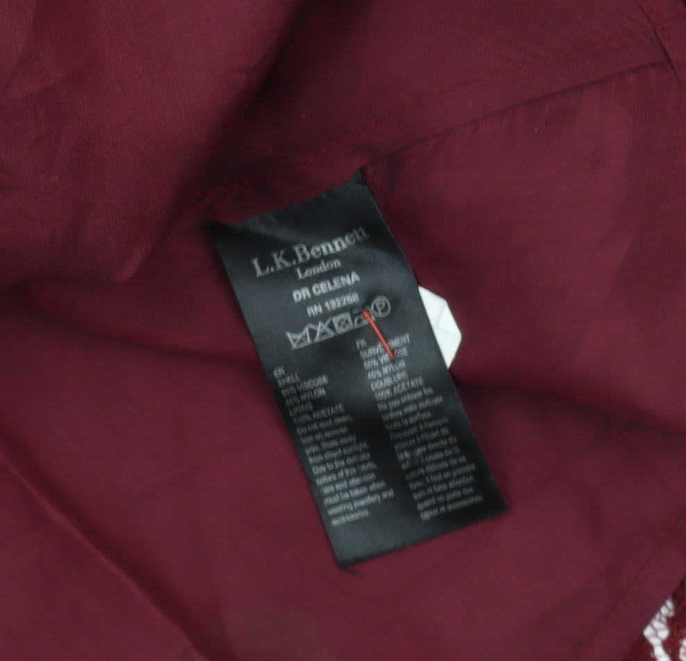 L.K. Bennett Women's Red Lace A-Line Dress, Size 12