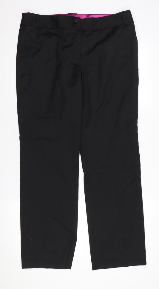 Womens UK Size 10 Ted Baker Regular Fit Dress Pants Black Trousers