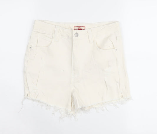 Additional front view of Joe Browns Women's Ivory Cut-Off Denim Shorts, size 8