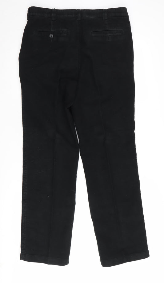 Marks and Spencer Men's Black Trousers, Size 34, Cotton