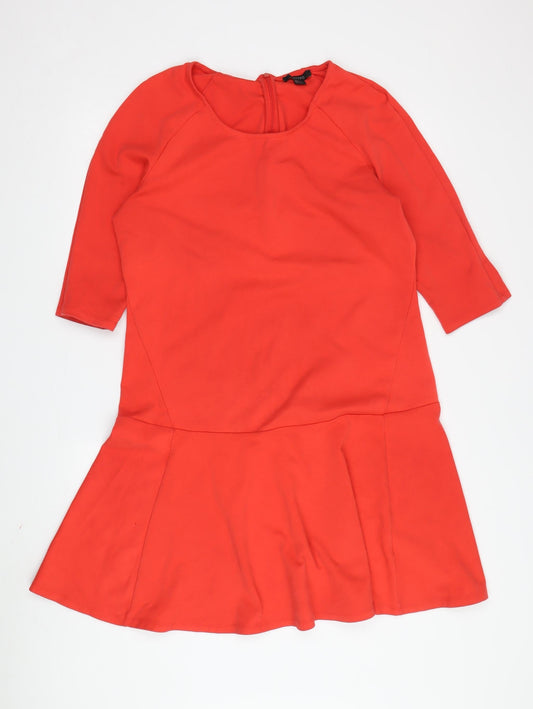 ESMARA Women's Red Dress, Size 14-16, 3/4 Sleeve, Zip