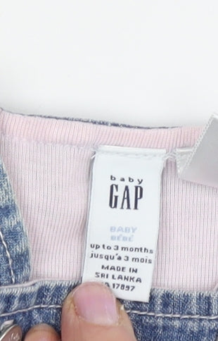 Close-up detail of Gap Blue Denim Dungaree 0-3 Months unisex