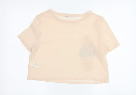 Boohoo Women's Beige Sequin T-Shirt - Size M