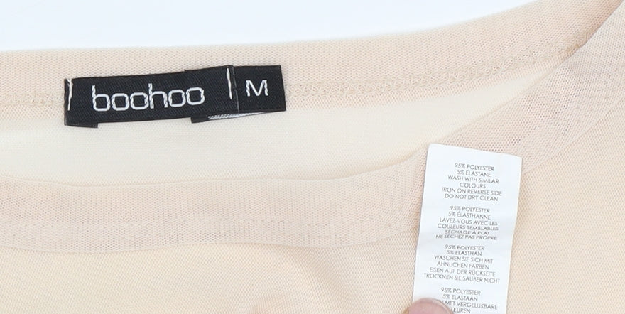 Boohoo Women's Beige Sequin T-Shirt - Size M
