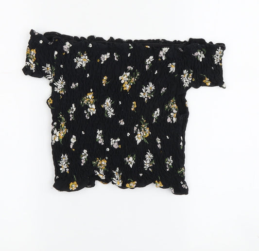 Miss Selfridge Women's Black Floral Tunic Blouse, Size 8