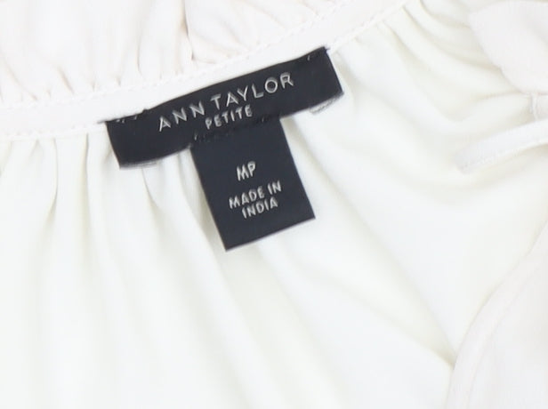Ann Taylor Women's Ivory Tunic Blouse, Size M, Short Sleeve