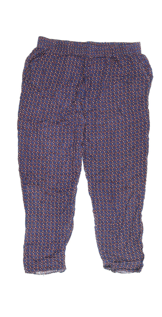 Womens UK Size 14 NEXT Relaxed Fit Cropped Multicoloured Trousers