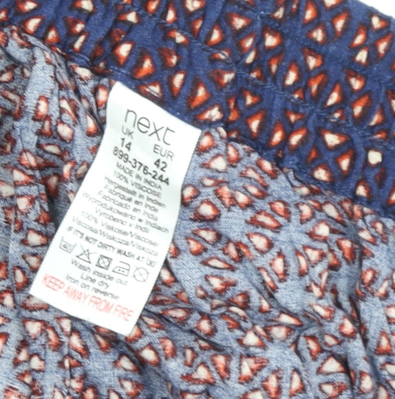 Womens UK Size 14 NEXT Relaxed Fit Cropped Multicoloured Trousers