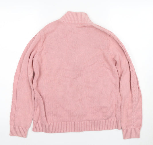 Womens UK Size S ISLE Pink Full Zip Jumper