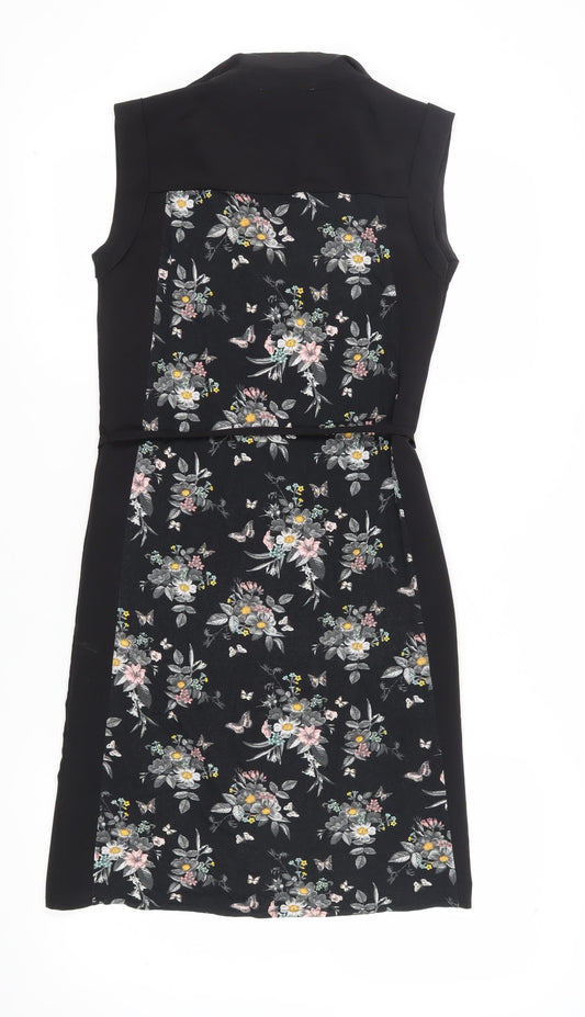 Oasis Women's Black Floral Shift Dress XS